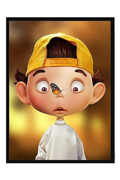 Generic Cartoon Boy Poster With Frame Multicolour 40 x 55cm