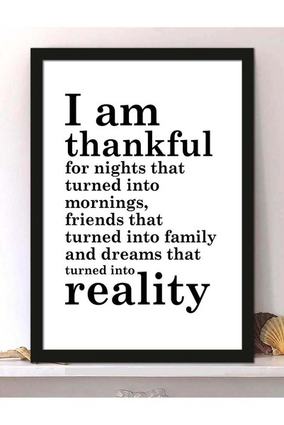 Generic Wall Posters with Thankful Quote and Black Frame - Wall Arts Home Déc...
