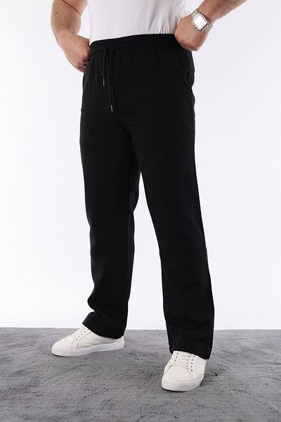Louen lucie Men's Elastic Waist Baggy Fit Linen Trousers