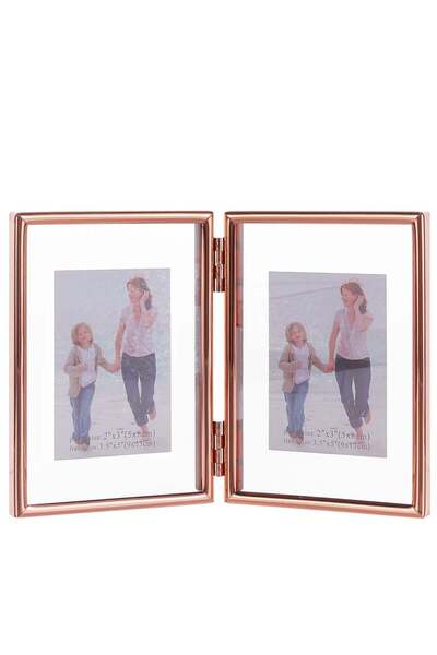 Generic SYOSI SYOSI Folding Double Metal Photo Frames Double-Sided Metal and Glass Picture Frames Hinged Fa