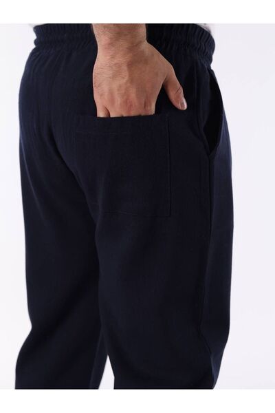 Louen lucie Men's Elastic Waist Baggy Fit Linen Trousers