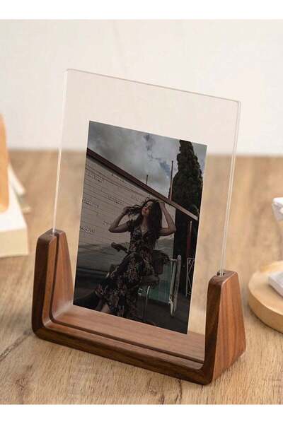Generic Elegant U-Shaped Solid Wood Photo Frame with Clear Acrylic Panels â€“ Rustic and Modern Design for