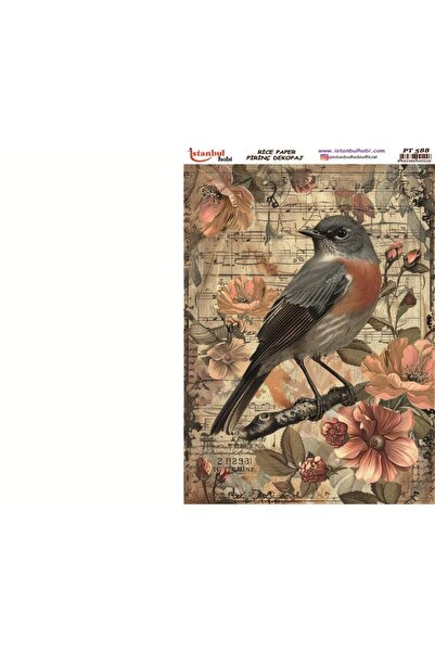 İstanbul Hobi ورق ديكور نحاسي 30×42 سم PT-588 زهرة الطيور