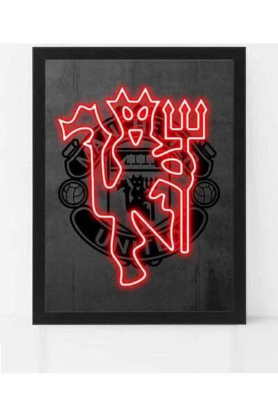 Generic Boomah Accessories Manchester United Neon Poster with Frame Red/Black 30 x 40cm