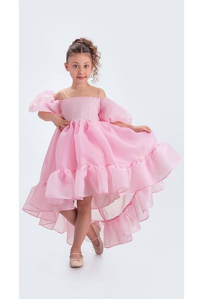 Little Pumpkin Tailed Girl's Evening Dress Karolin Fabric