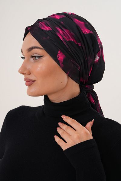 MAG FASHİON Patterned Buckle Bonnet Hijab Bonnet Daily Use Bonnet Shawl Scarf