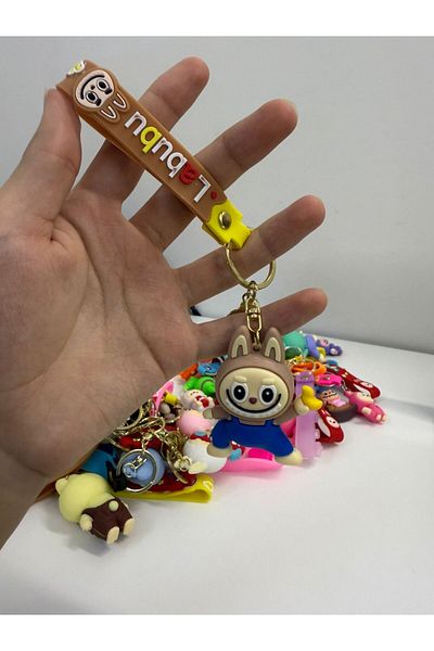 SUMAKA Labubu Cartoon Keychain Key Ring Bag Charm Silicone Gift