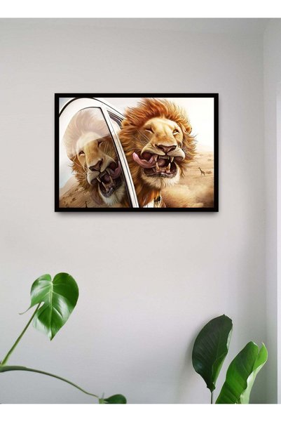 Generic Wall Posters with Lion Poking His Head Out of Car Window Picture and ...