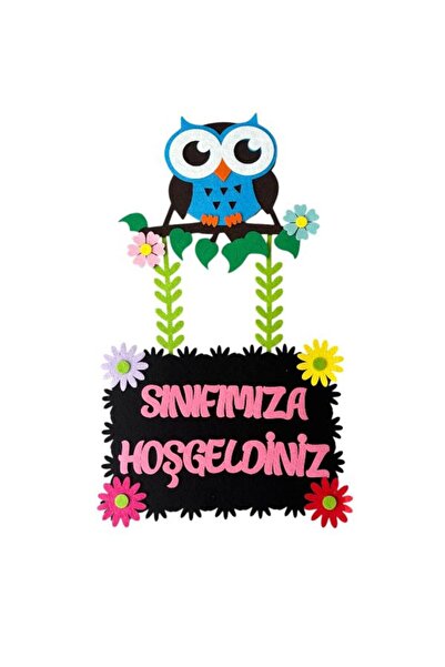 KeçeBizde KEÇE MAVİ BAYKUŞLU SINIF KAPI SÜSÜ