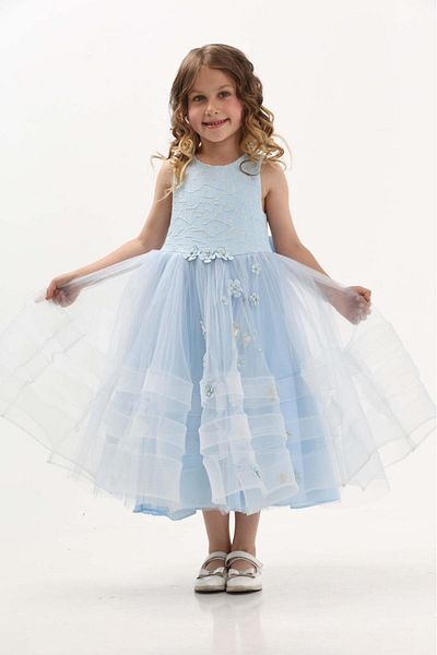 ÇocukYoluKids Princess Blue Girl's Evening Dress