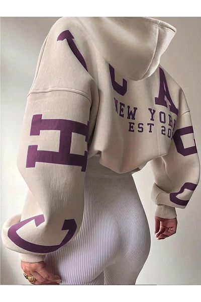 macklin Unisex Women Men Chicago New York Printed Custom Design 3 Thread Hooded Sweatshirt Hoodie