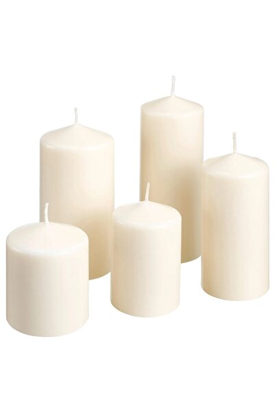 IKEA QUİCK 5 Adet Blok Mum (Yükseklikler 8,9,12,13 ve 15 Cm) 5'li Set Dekorat...