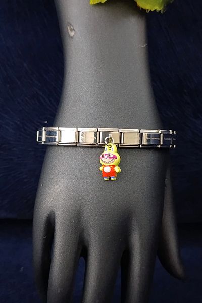 SherDesing Charm Colorful Labubu Attached Steel Bracelet