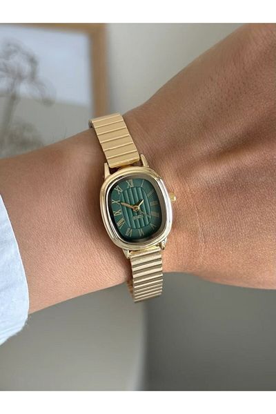 RoseandRoses Cliff Vintage Model Women's Wristwatch Gold (Green Dial)