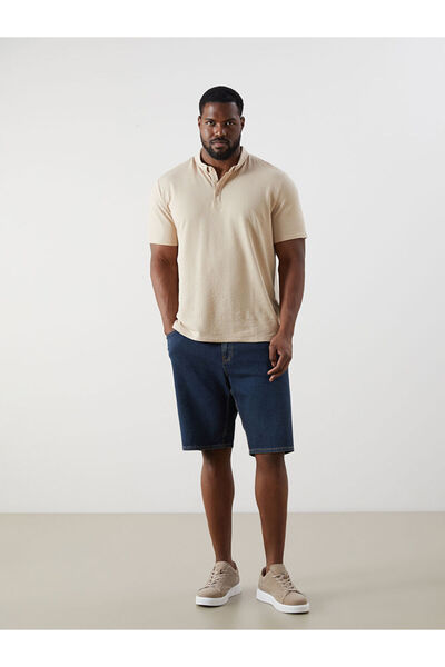 LC Waikiki Indigo Plus Size Standard Fit Men's Jean Shorts
