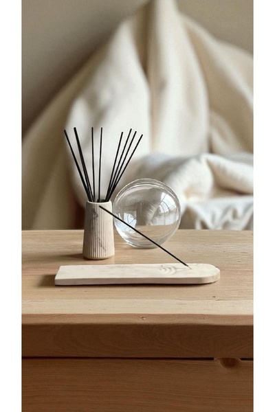 Minima Art Studio Dekoratif Mermer Desenli Bohem Tütsülük Ve Vazo Seti