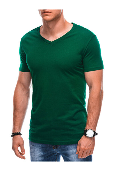 Edoti Pánské základní tričko s výstřihem do V EM-TSBS-0101 - zelené