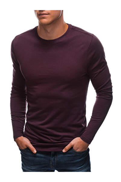 Edoti Tricou bărbătesc cu mânecă lungă fără imprimeu EM-LSBL-0103 - bordo