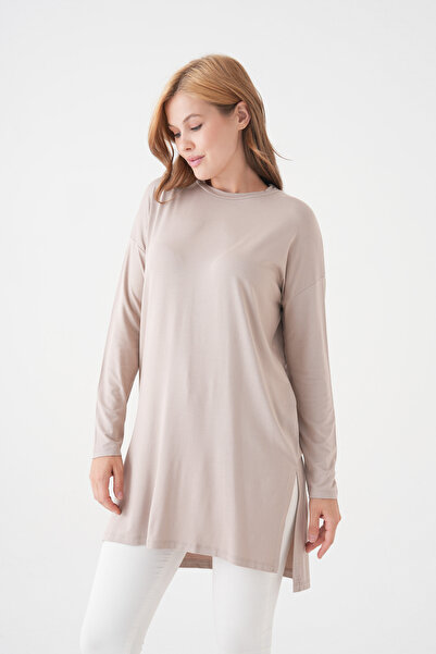 mermaya Premium Ποιότητα, Μπεζ χρώμα, Χτενισμένο βαμβακερό τουνίκ.