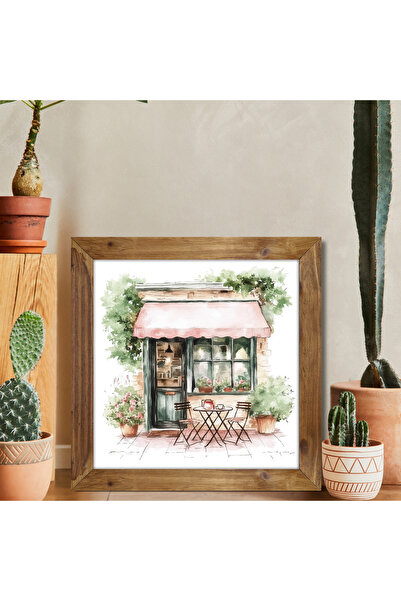 woodhomeworks Tek Parça Gerçek Ahşap Çerçeveli Mutfak Dekor Tablo kare