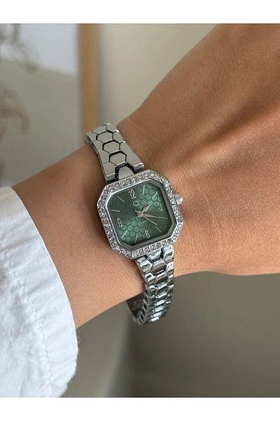 RoseandRoses Persy Honeycomb Dial Women's Wrist Watch Silver (Green Dial)