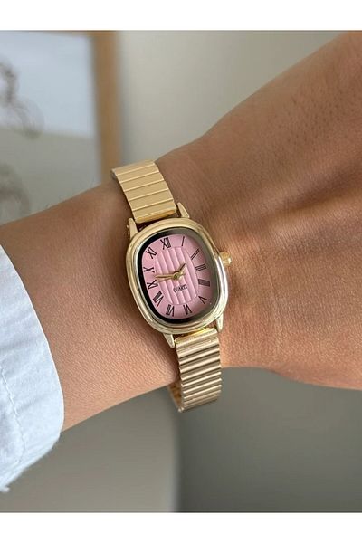 RoseandRoses Cliff Vintage Model Women's Wristwatch Gold (Pink Dial)