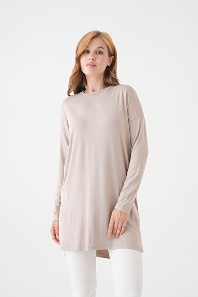 mermaya Premium Ποιότητα, Μπεζ χρώμα, Χτενισμένο βαμβακερό τουνίκ.
