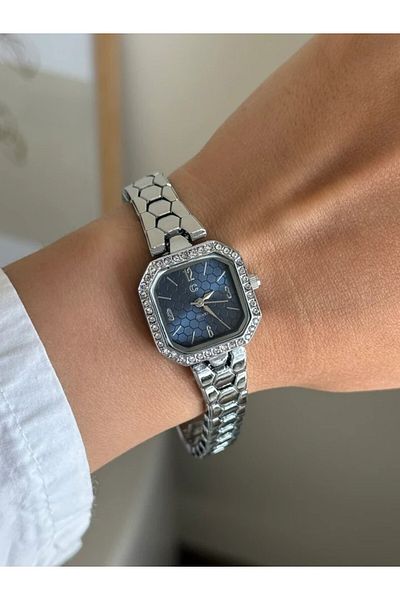RoseandRoses Persy Honeycomb Dial Women's Wrist Watch Silver (Navy Dial)