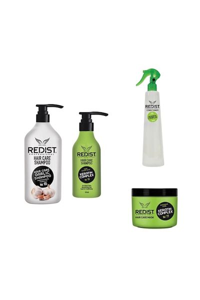 Redist Set pentru cresterea si regenerarea parului + Volum, Sampon Usturoi 1L, Sampon keratina 500 ml, masc