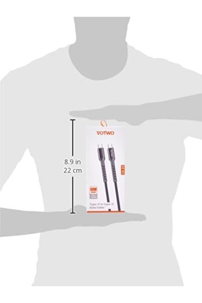 VOTWO كابل USB-C من القماش 60 واط CB-03 من Votwo، لون أسود