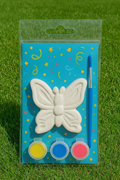 Genel Markalar Kelebek Figürlü Boyama Seti 15 ADET– 3 Renk Boya + Fırça –Hobi ve Etkinlik Seti