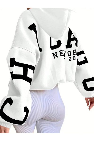 macklin Unisex Women Men Chicago New York Printed Custom Design 3 Thread Hooded Sweatshirt Hoodie