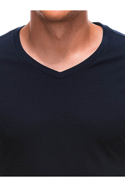 Edoti Pánské základní tričko s výstřihem do V EM-TSBS-0101 - tmavě modré