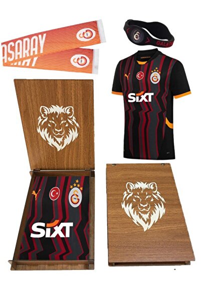Galatasaray قميص بديل مرخص 2024/2025 5 نجوم مع وشاح وسوار هدية في صندوق خشبي