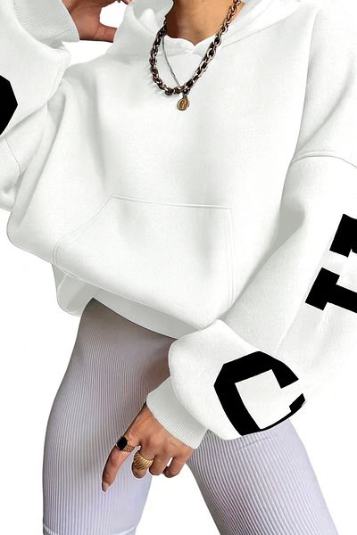 macklin Unisex Women Men Chicago New York Printed Custom Design 3 Thread Hooded Sweatshirt Hoodie