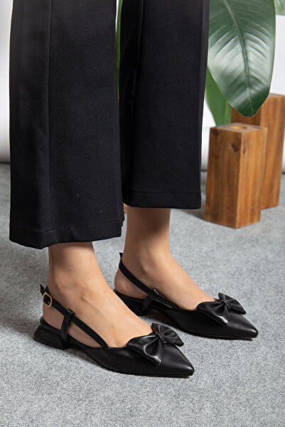 Abay Shoes Lina Fiyonklu ( 3 cm Topuklu ) Sivri Burun Topuklu Ayakkabı