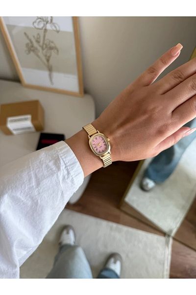 RoseandRoses Cliff Vintage Model Women's Wristwatch Gold (Pink Dial)