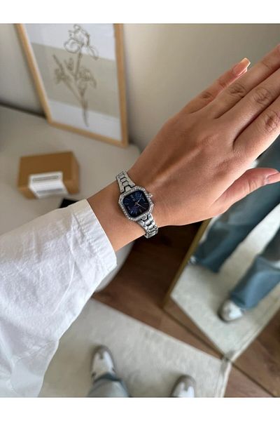 RoseandRoses Persy Honeycomb Dial Women's Wrist Watch Silver (Navy Dial)