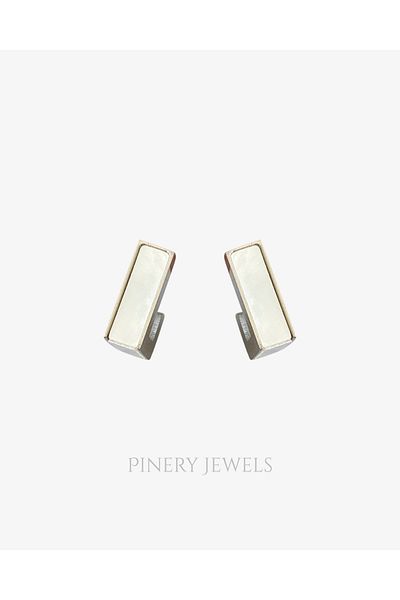 Pinery Jewels Pearl Square Stainless Steel Tarnish Free Earrings Pair