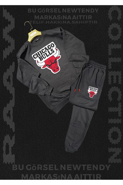 NEW TRENDY COLLECTİON Chigago Bulls Crewneck - Shorts Fan Cotton 2 Yarn Set