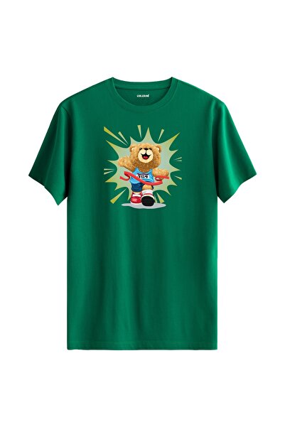 Colermi تي شيرت مطبوع عليه دمية دب للجنسين - قميص بتصميم عادي من نسيج قطني فا...