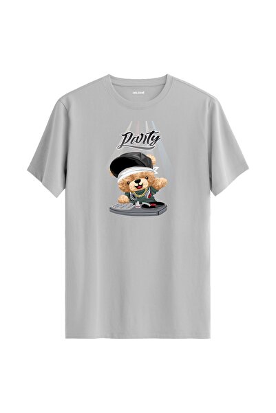 Colermi تي شيرت مطبوع عليه دمية دب Party DJ للجنسين - تي شيرت بتصميم قطن 100%