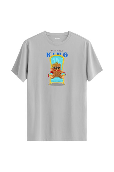 Colermi تي شيرت مطبوع عليه دمية دب الملك للجنسين - تي شيرت بتصميم عادي من نسي...