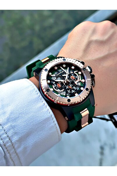 Quantum Fonksiyonlu Yeşil Renk Hunter Silikon Kordon Çelik Kasa Erkek Kol Saati 535.857MR