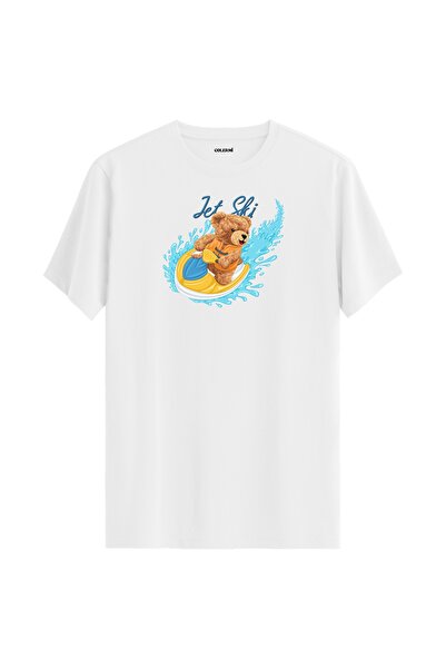 Colermi تي شيرت مطبوع عليه تيدي بير للجنسين من Jet Ski - تي شيرت بتصميم عادي ...