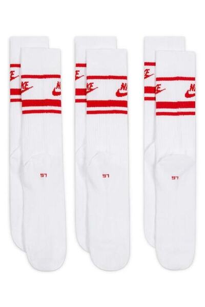 Nike unisex logo print socks set - 3 pairs, Red/White, M