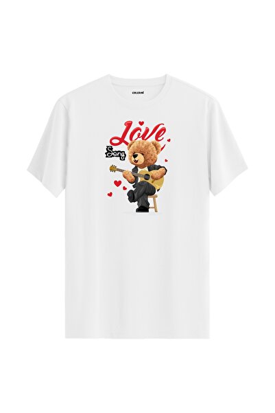 Colermi تي شيرت مطبوع عليه دمية دب تلعب الجيتار من Love Song - تي شيرت بتصميم...