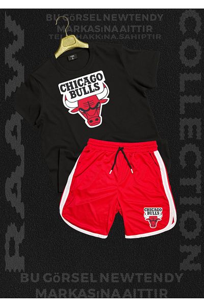 NEW TRENDY COLLECTİON Chigago Bulls Summer T-Shirt and Basket Shorts 2 Fan Combination Set