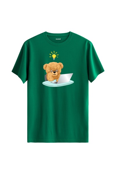 Colermi تي شيرت مطبوع عليه تيدي بير للجنسين - تي شيرت بتصميم عادي من نسيج قطن...