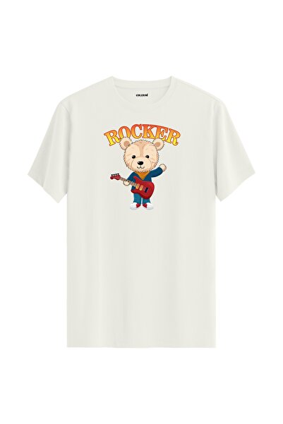 Colermi تي شيرت مطبوع عليه دمية دب الروك - تي شيرت بتصميم موسيقي ممتع مصنوع م...